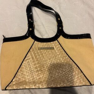 Tory Burch Black and Tan Tote Bag